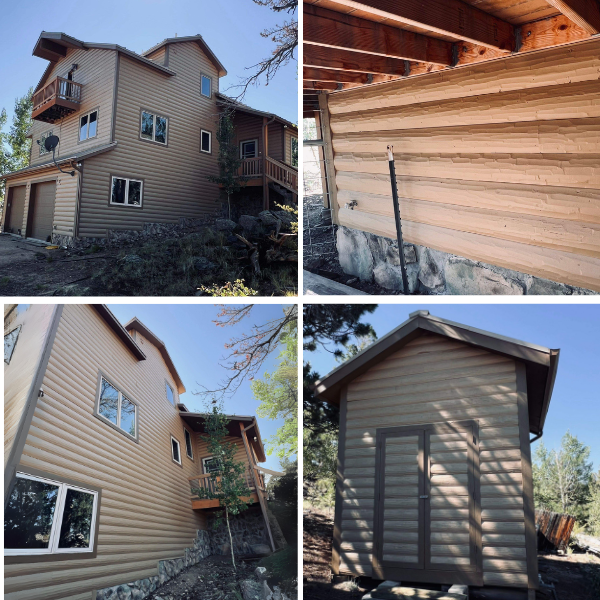 Pics of colorado wood-sided house after rhino shield exterior coating.