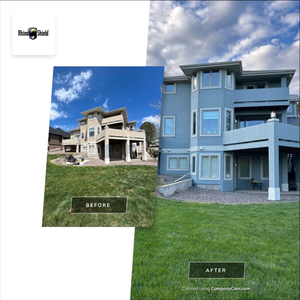 Before and after images of littleton, co, stucco home.