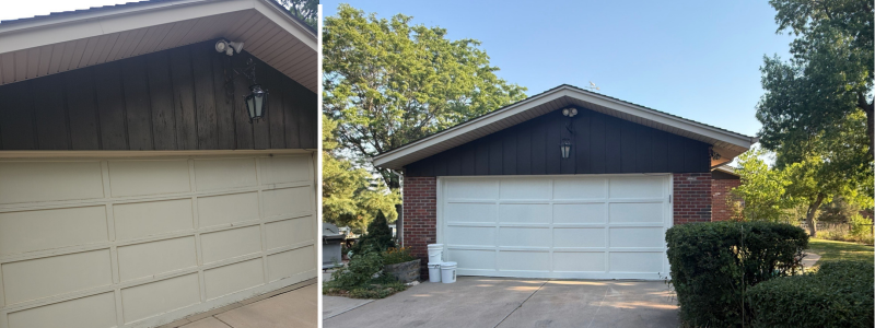 Greenwood village, co garage before and after rhino shield exterior coating.