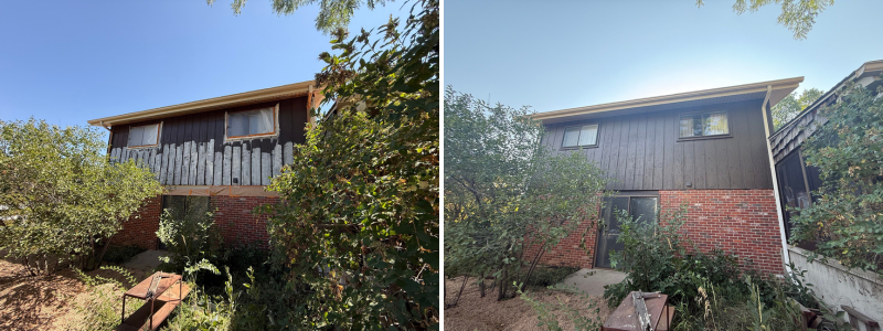 Greenwood village, co house before and after rhino shield exterior coating.