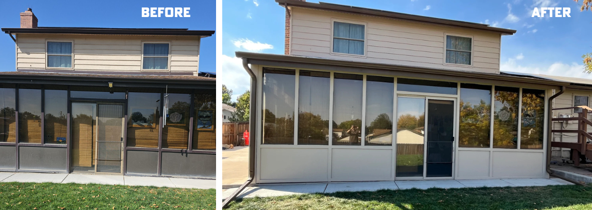 Back of thornton, co home before and after rhino shield.